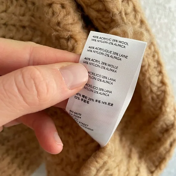 Anthropologie Camel Chunky Knit Cropped Cardigan - Picture 12 of 13